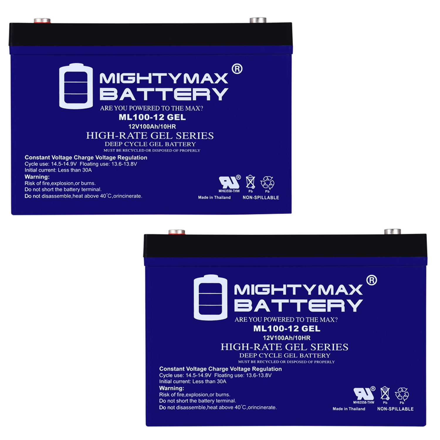 12V 100AH GEL Replacement Battery Compatible with Solar Wind Deep Cycle VRLA 12V 24V 48V - 2 Pack