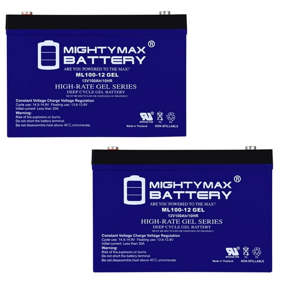 12V 100AH GEL Replacement Battery Compatible with Wind Power Backup Boat Lift - 2 Pack