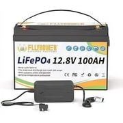 12V 100AH LiFePO4 Lithium Battery,Group 31 Battery with Charger for RV,Solar,Camping,Trolling Motors,Yacht,Marine,Boat,Home Energy Storage,Built in 100A BMS,Deep Cycles