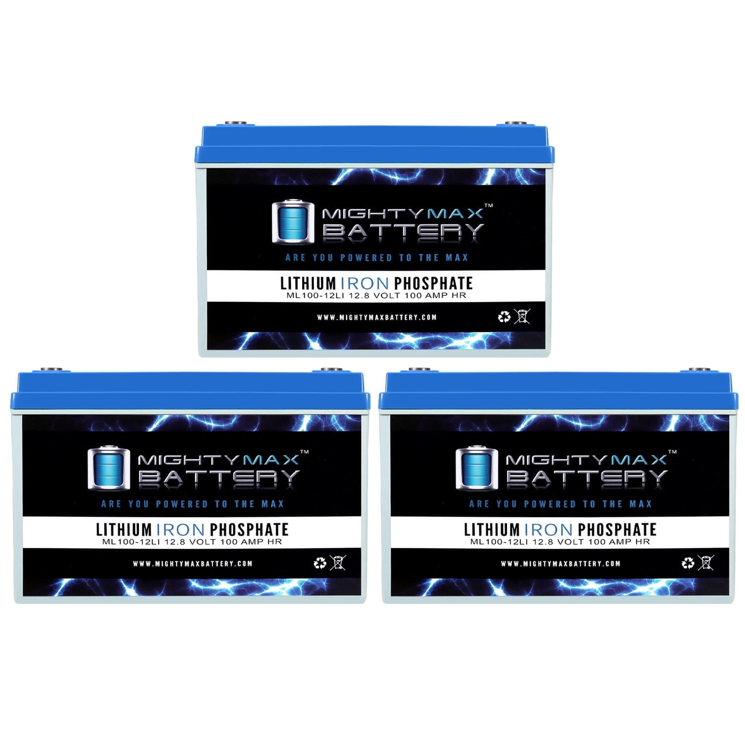 12V 100AH Lithium Replacement Battery Compatible with MS2012-15B Inverter - 3 Pack