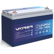 VATRER POWER 12V 100AH Low Temp Cutoff LiFePO4 Deep Cycle Battery with 1280W, Built-in 100A BMS, 5000+ Cycles Rechargeable Lithium Battery, Perfect for RV/Camper, Marine, Solar.