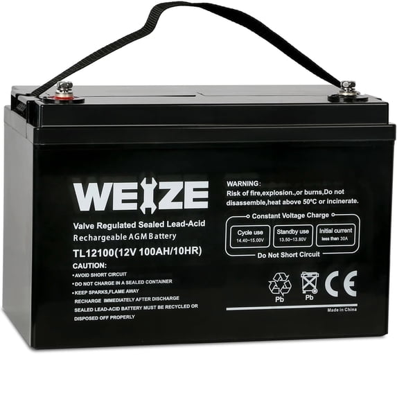 Weize 12V 100AH Sealed Lead Acid SLA AGM Deep Cycle Battery Maintenance Free Rechargeable for Dual Purpose