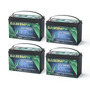 12V 100Ah 4Pack LiFePO4 Battery, Deep Cycle Lithium Battery for RV, 3HP Golf Cart, Solar System