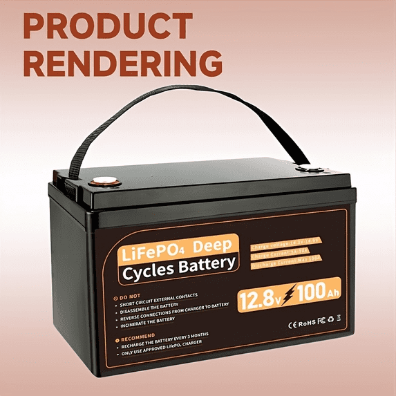 12V 100Ah LiFePO4 Battery, 100A BMS with Low-Temp Cut-Off, Group 31 ...