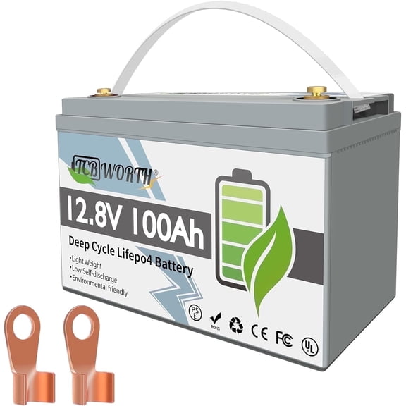 12V 100Ah LiFePO4 Battery,TCBWORTH Group 31 Lithium Batteries for RV,Solar,Marine,Trolling Motor,Boat,100A BMS,15000+Deep Cycles