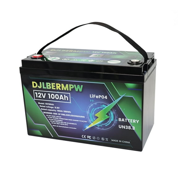 12V 100Ah LiFePO4 Lithium Battery Group 31, DJLBERMPW 12.8V Deep Cycle Battery 100A Smart BMS for RV, Marine, Trolling Motor, Solar System