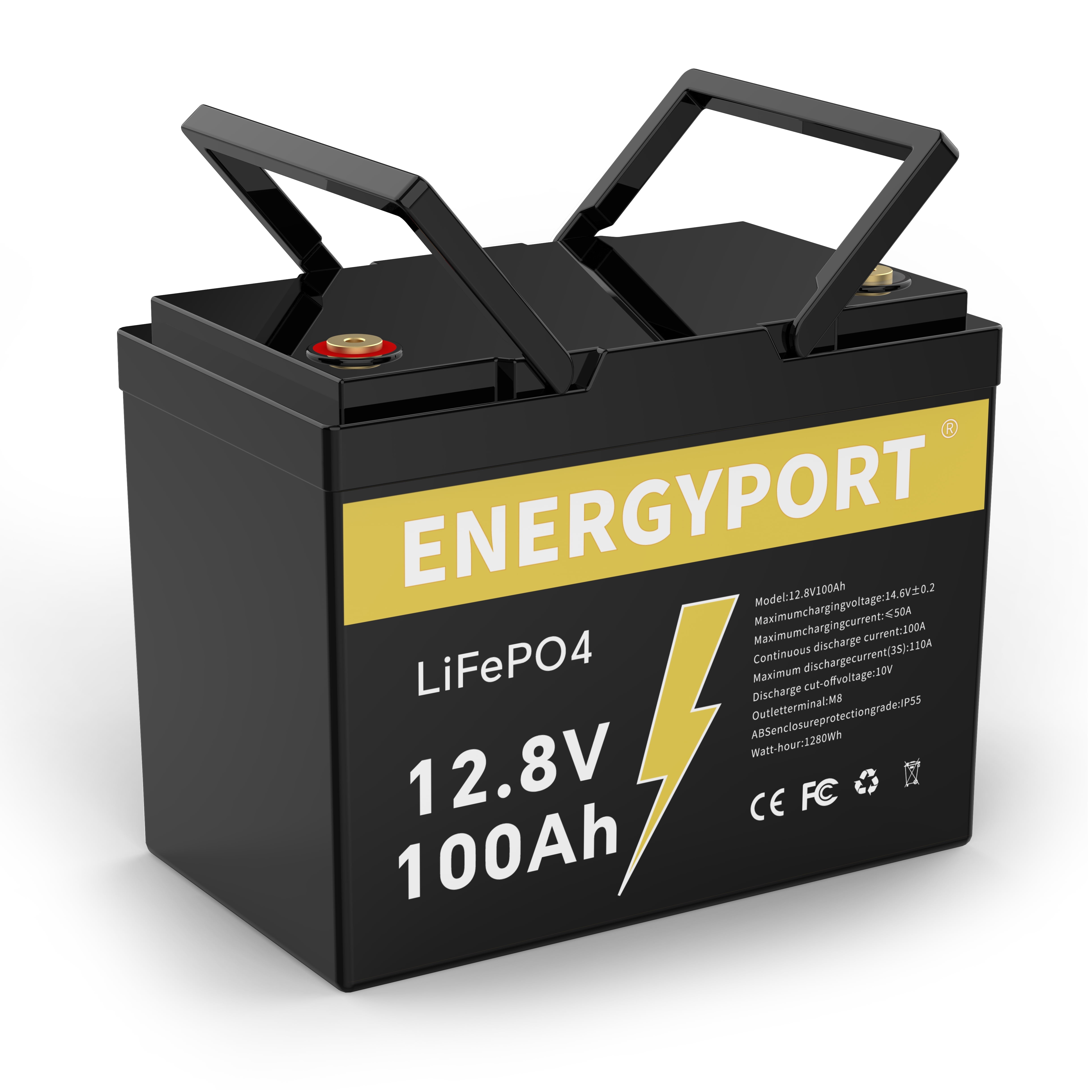 12V 100Ah LiFePO4 Battery, Rechargeabel Deep Cycle Lithium Batteries, 100A BMS with Low-Temp Protection, Perfect for RV, Solar, Boat, Marine, Trolling Motor