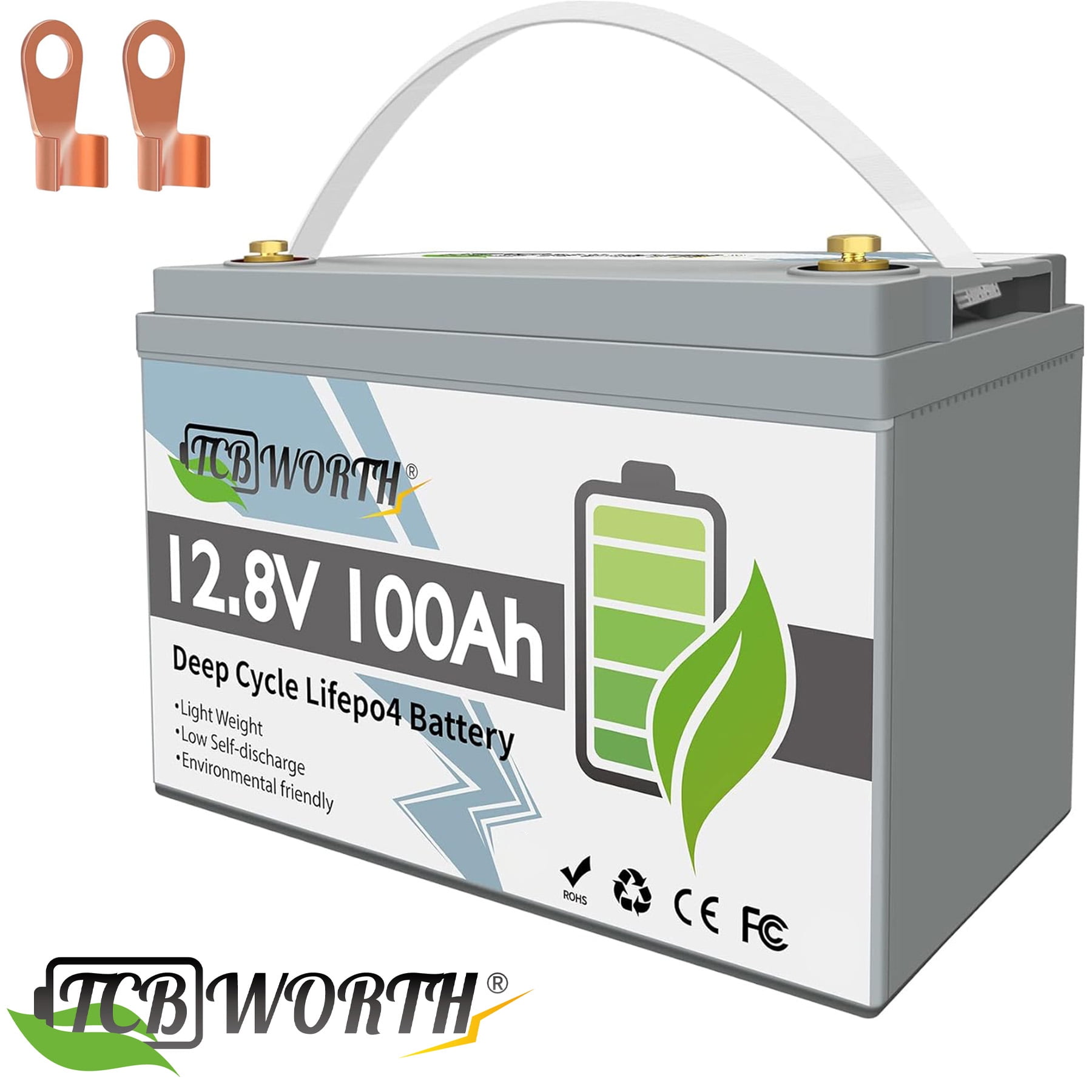TCBWORTH 12V 100Ah LiFePO4 Battery with 100A BMS f