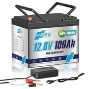 12V 100Ah Group 24 Mini LiFePO4 Battery,Lithium RV Batteries for Solar,Marine,Trolling Motor,Van,Backup Power,Camping,100A BMS,15000+Deep Cycles with Charger