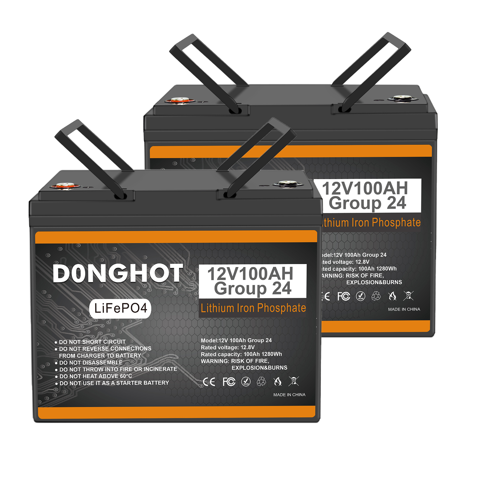 12V 100Ah LiFePO4 Lithium Battery,100A BMS,15000 Deep Cycles,D0NGHOT Battery for RV,Solar,off-Grid,Marine,Backup Power