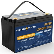 12V 100Ah LiFePO4 Lithium Battery, 100A BMS, 15000+ Deep Cycles, GOLDENMATE Battery for RV, Solar, Marine, Trolling Motor, Golf Carts, Backup Power