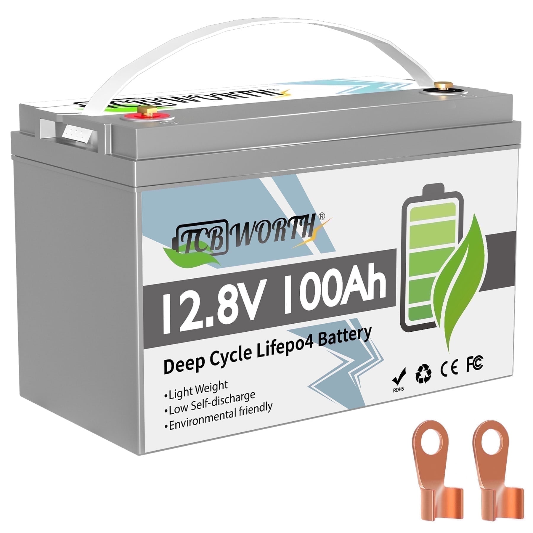 12V 100Ah LiFePO4 Lithium Battery,100A BMS,15000 D