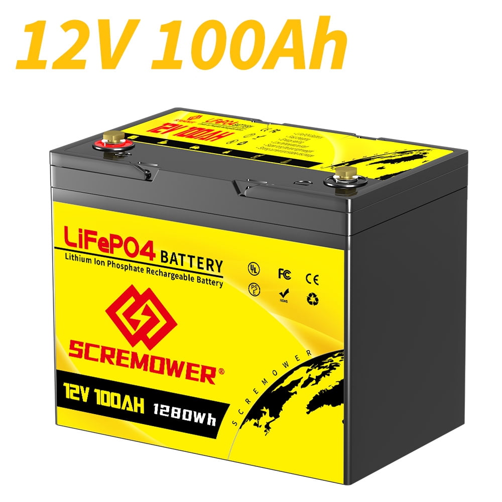 10in Mini 12V 100Ah LiFePO4 Lithium Battery 100A BMS for 300W Solar Pannel, Marine, RV,Camping
