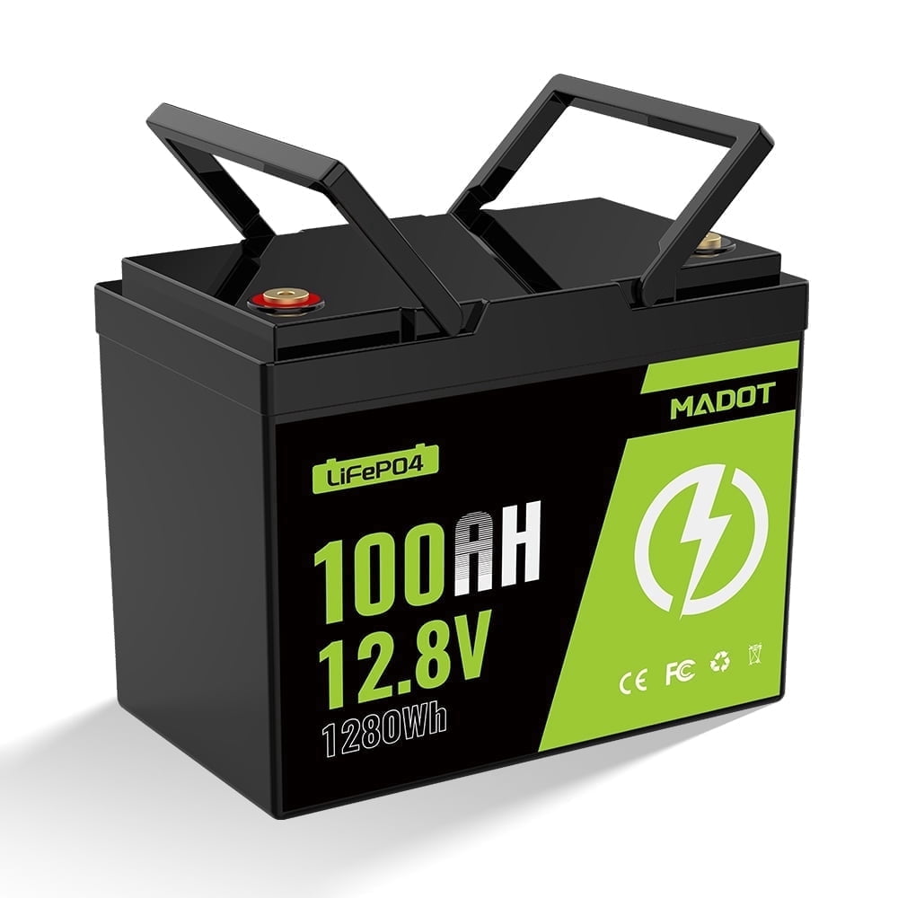 12V 100Ah LiFePO4 Lithium Battery, BCI Group 24 Deep Cycle Solar Battery with Low-Temp Protection, 100A BMS, 1280Wh, 15000 Cycles for RV, Marine, Trolling Motor, Solar Use