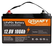 12V 100Ah LiFePO4 Lithium Battery, Built-in 100A BMS, 1280Wh Rechargeable Deep Cycle Battery, Ideal for RV Solar Off-Grid Home Energy Storage Marine