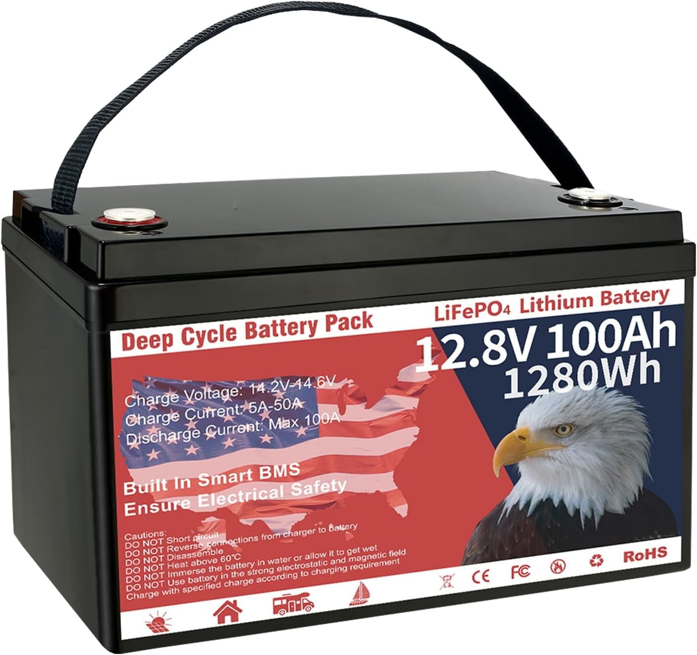 12V 100Ah LiFePO4 Lithium Battery Group 31 Upgraded Low-Temp Protection 1280Wh LiFePO4 Battery, Built-in 100A Smart BMS, 15000+ Cycles Rechargeable Battery Waterproof for RVs, Golf Cart, Home