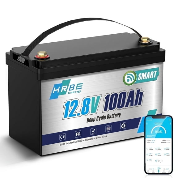 12V 100Ah LiFePO4 Battery Bluetooth,for RV,Camping,Solar,Trolling Motor,Marine,Boat,off-Grid,15000+Deep Cycles Group 31 Battery,Real Time Monitoring