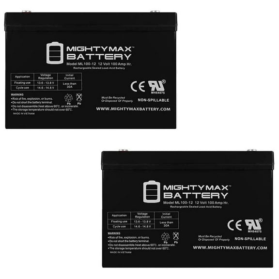 12V 100Ah SLA Replacement Battery Compatible with Ritar RA12-100DG - 2 Pack