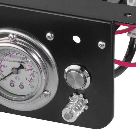 Air Shock Controller Kit, 12V 100PSI On Board Air Compressor System, Air Ride Suspension Compressor Kit with Single Path System, Pressure Gauge & Air Line for Trucks Vans