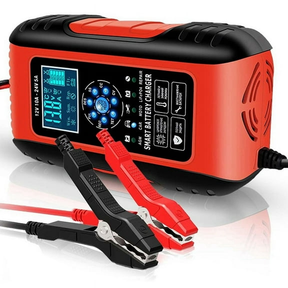 12V/10A 24V/5A Smart Car Battery Charger with 7 Charge , for , WET & GEL Lead Acid Batteries,US Plug