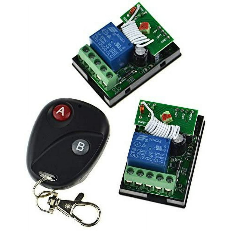 JIUWU 12V 10A One Channel Relay RF Wireless Remote Control 2 Receivers Momentary Switch JJ192013