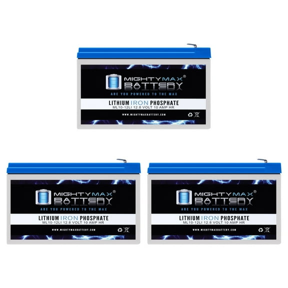 12V 10AH Lithium Replacement Battery Compatible with Exide EP1229W - 3 Pack