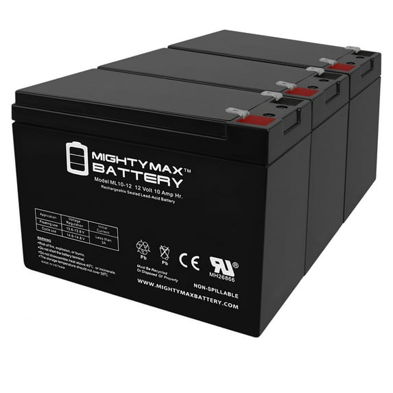 12V 10AH SLA Battery Replacement for GS Portalac PE12V10B1 - 3 Pack
