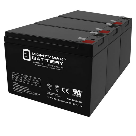 12V 10AH SLA Replacement Battery for Casil CA12100 - 3 Pack