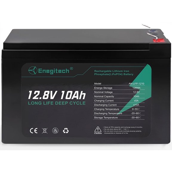 12V 10Ah LiFePO4 Battery, Built-in 10A BMS, 2000+ Cycles Lithium Battery for Solar/Wind Power, UPS, Fish Finder, Lighting