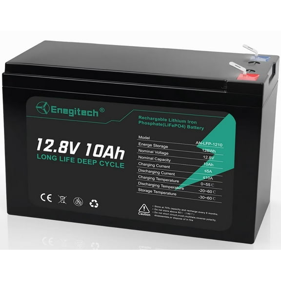 12V 10Ah LiFePO4 Battery, 10A BMS, up to 2000 Deep Cycles for Fish Finders, Solar, Small UPS, Lighting