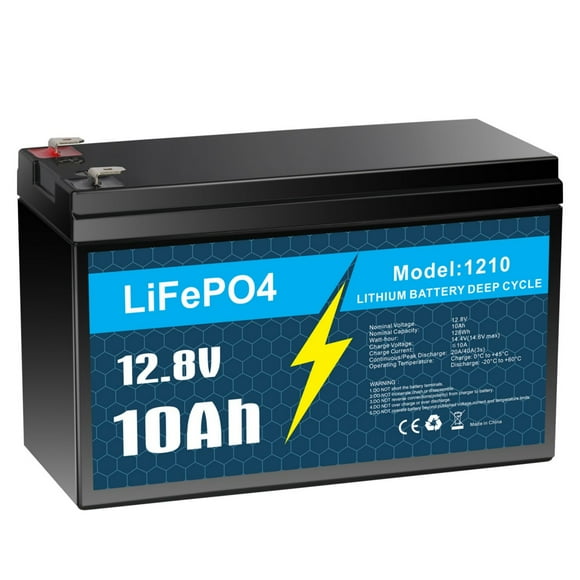 12V 10Ah Lithium LiFePO4 Deep Cycle Battery for Solar/Wind Power, Small UPS