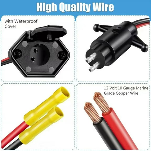 12V 10Awg Trolling Motor Plug Receptacle Kit Male Female Connector Waterproof B