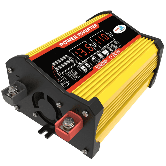 12V to 110V Power Inverter, LCD Display Car Inverter with Universal AC Outlet & Dual USB, Smart Cooling Fan, Multi-Protection, Battery Clips & Cigarette Plug, for Car/RV/Camping/Emergency Backup