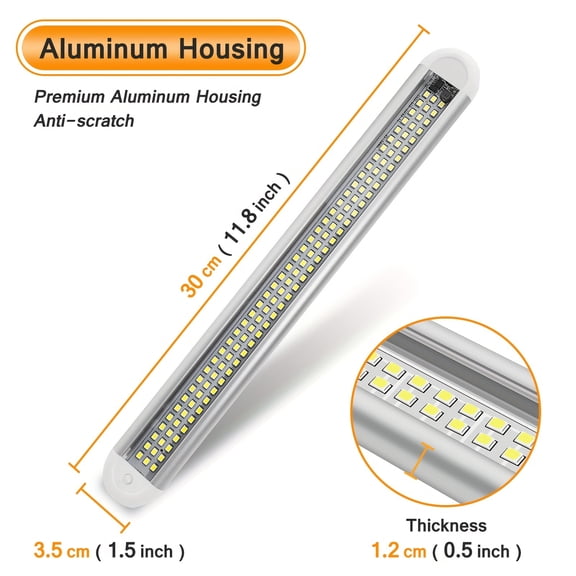 12V 120 LED RV led Lights, 1800LM LED Lighting, 12W LED RV Ceiling Lights Strip Lamp with ON/Off Switch for Camper Truck Van RV Trailer Boat Car Cargo Cabient Lights Fixture Motorhome (4 Pack)