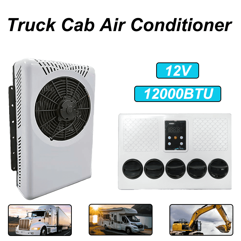 12V 12000 BTU Truck Cab Air Conditioner Split, Mini Split AC System Unit Universal Electric RV Air Conditioner System for Cab Cooling,Portable Truck Cab Split Air Conditioner for Semi Car Bus RV