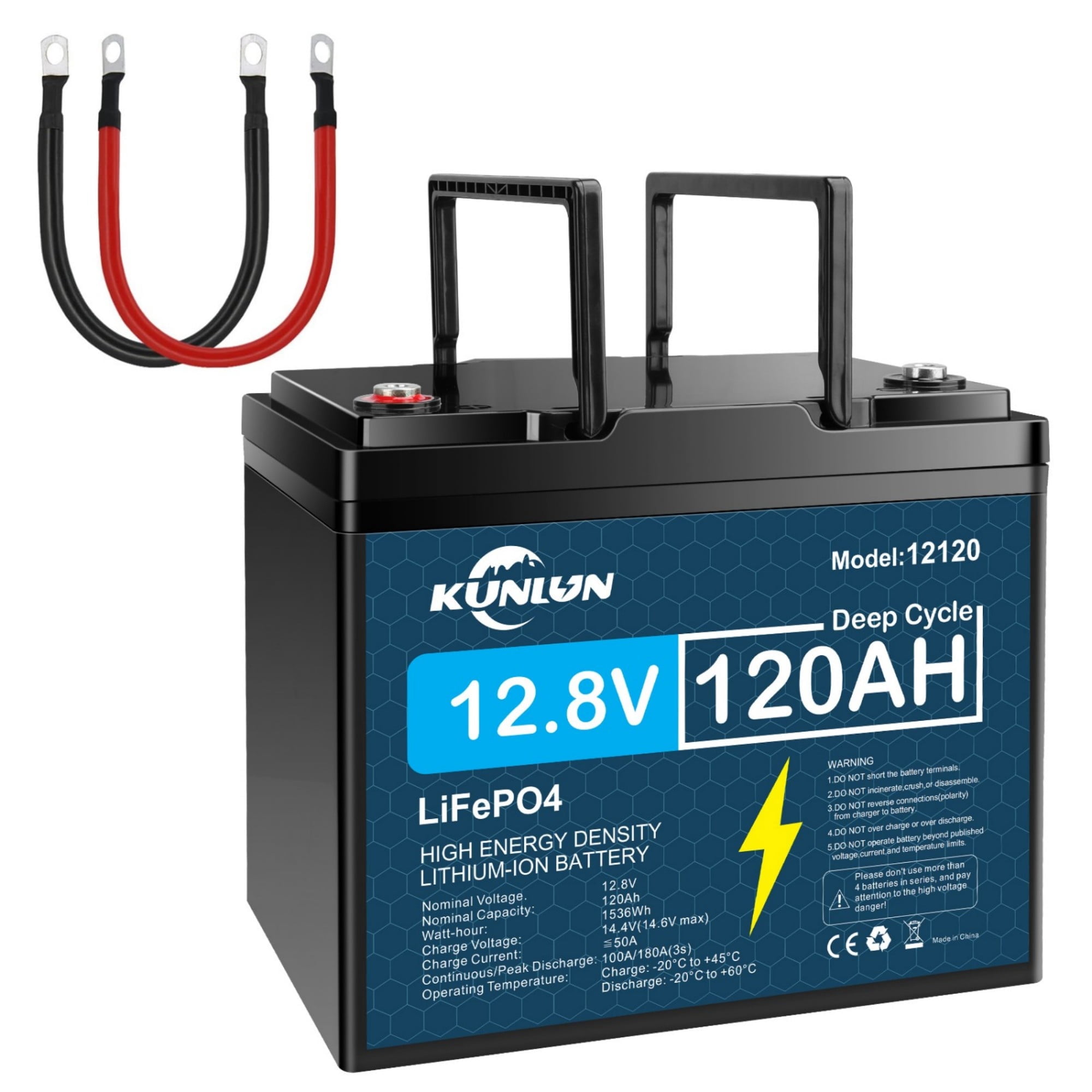 12V 120Ah LiFePO4 Lithium Battery, Deep Cycle, Perfect for RV Golf Cart