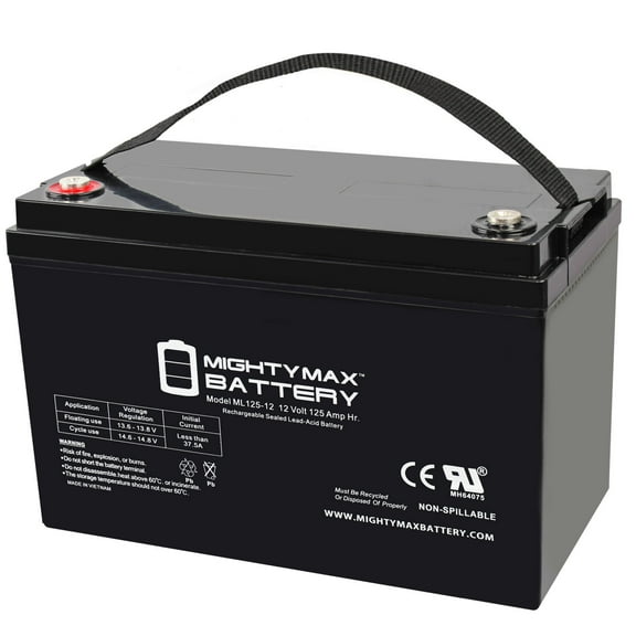 12V, 125Ah, AGM, Replacement Battery Compatible with RV, Marine, Off-grid, Solar System, Backup Power