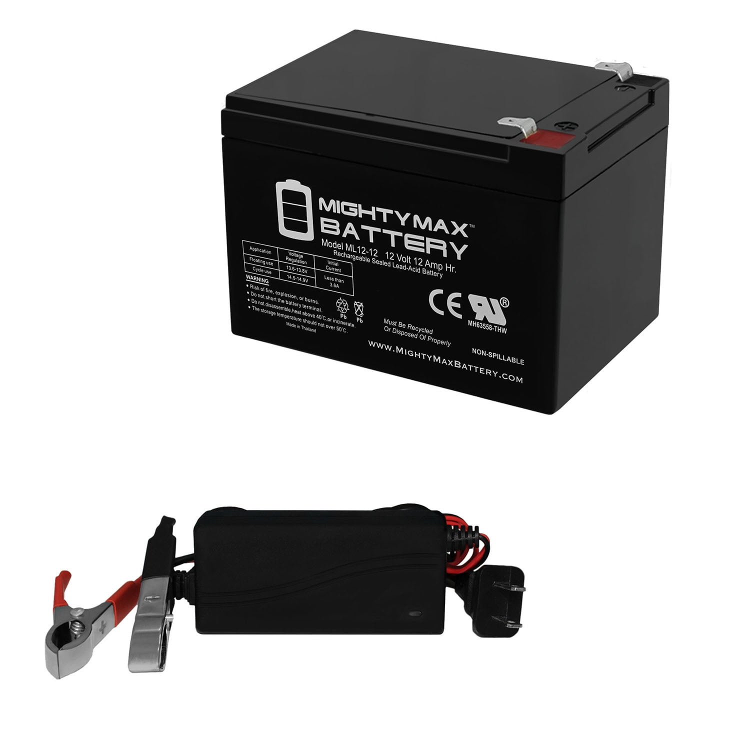 12V 12AH Replaces Spitfire Scout 4 Travel Scooter + 12V 1Amp Charger