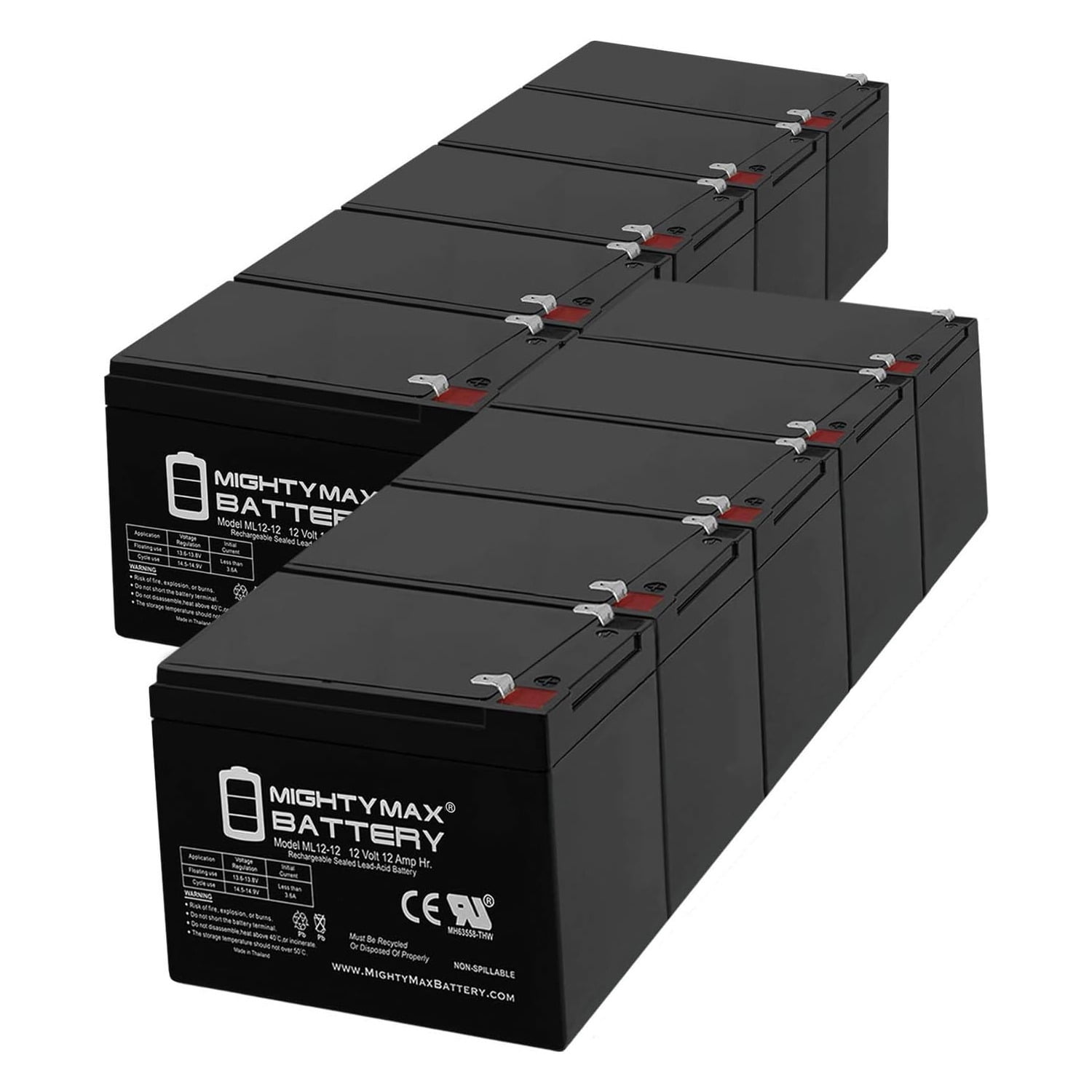 12V 12Ah F2 Scooter Battery Replaces Kung Long WP12-12 - 3 Pack