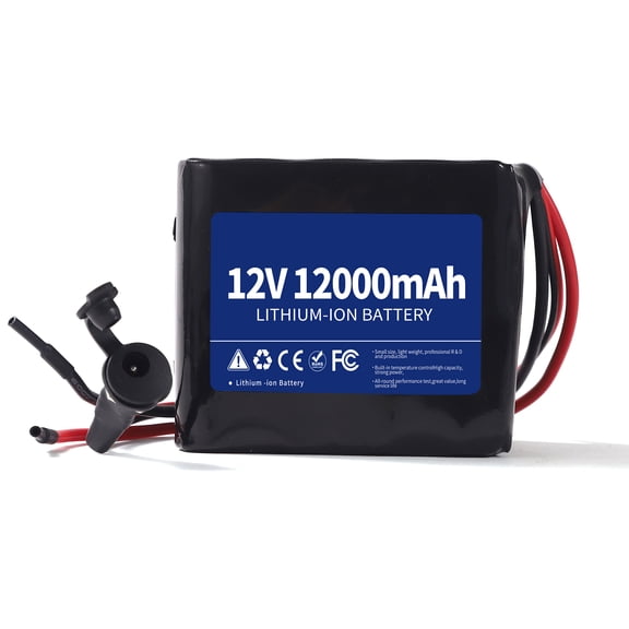 12V 12Ah Lithium Battery Pack, 12V Rechargeable Li-Ion Battery, Portable Power Supply with 20A BMS, Charger & Extension Connector for DIY (Bare Wire Output)