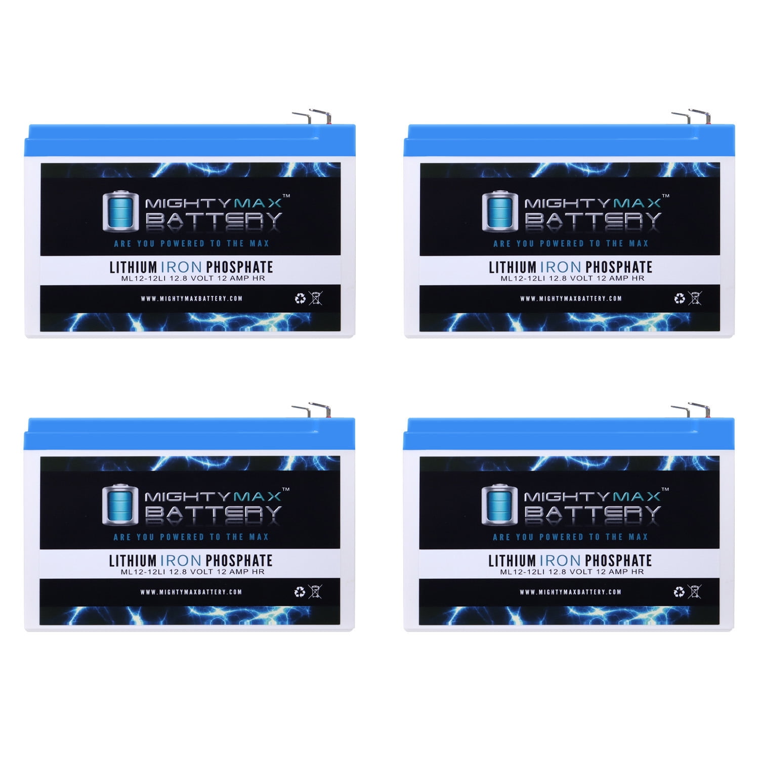12V 12Ah Lithium Replacement Battery Compatible with Ebike Electric Boreem Scooter - 4 Pack