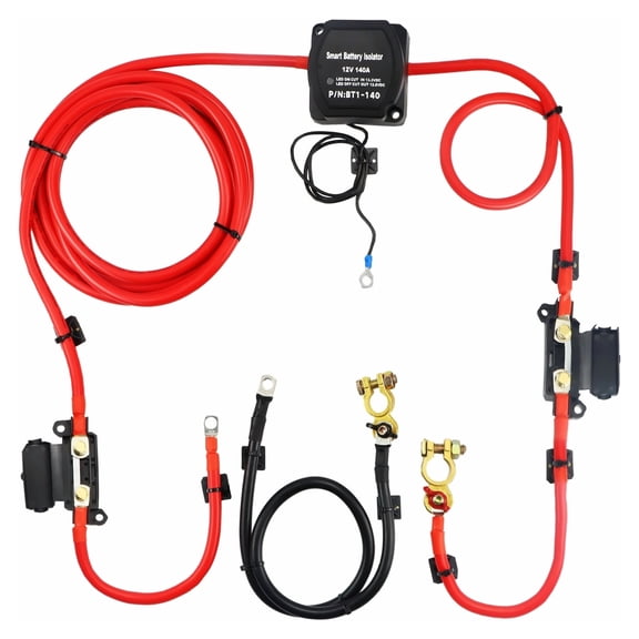 12V 140A Dual Battery Isolator Kit, 6m Auto Split Charge Relay System for RV, Marine, Car, Truck, Caravan, Camper, ATV, UTV, Boat Workshop