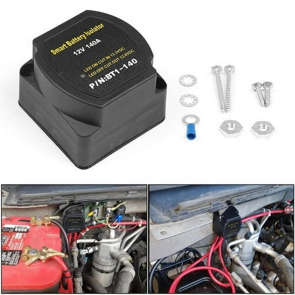 12V 140A Dual Battery Kit Isolator Voltage Sensitive Relay for Car ATV UTV RV's
