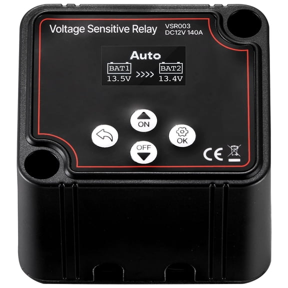 12V 140A intelligence Dual Battery Isolator, Manual/Auto VSR with LCD, for Lithium & Lead-Acid Batteries - Car Truck RV UTV ATV Boat