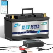 12V 140AH LiFePO4 Battery Bluetooth,for RV,Solar,Trolling Motor,Marine,Boat,Van,HRBEENERGY 15000+ Deep Cycles Lithium Battery with Charger,Smart 100A BMS