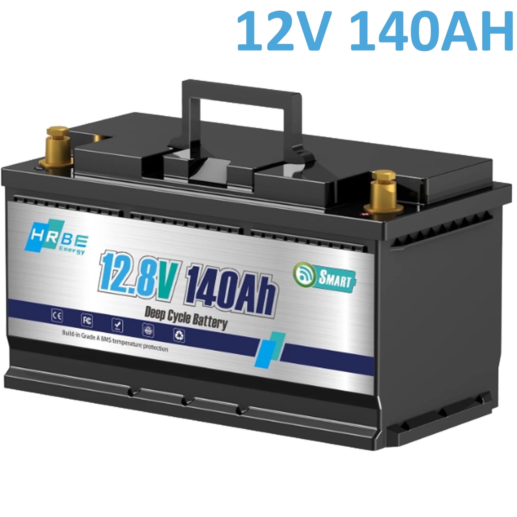 12V 140Ah Lithium LiFePO4 Battery Bluetooth,Smart 100A BMS,HRBEENERGY for RV,Trolling Motor,Solar,Marine,Boat,Camping,Backup Power,Deep Cycles