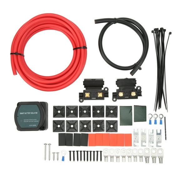 12V 140Amp Dual Battery Isolator Kit, VSR Voltage Sensitive Relay Complete, Manual/Automatic Mode, for Cars, Caravans, Trucks, Tankers, SUVs, Ships, Boats, Yachts