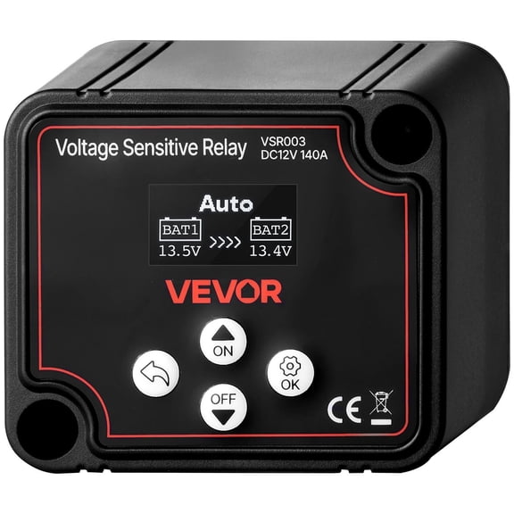 12V 140Amp Dual Battery VSR Isolator Manual/Auto, LCD for Lithium & Lead-Acid