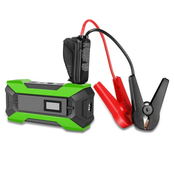 ‎12V 1500A 15000 mAh Multi-function Portable Car Battery Jump Starter for Up to 7.0L Gas & 5.5L Diesel Engine, With Carry Case Green