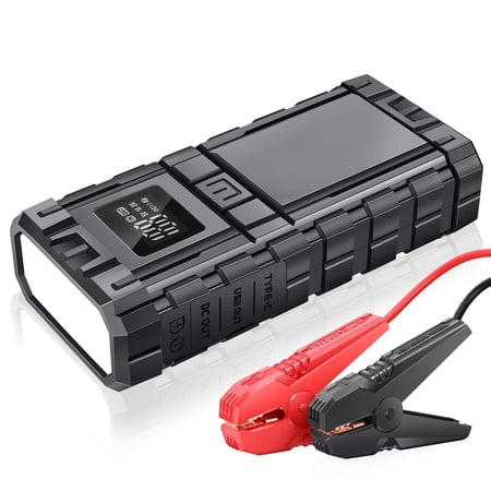 ?12V 1500A 16000 mAh Multi-function Portable Car Battery Jump Starter for Up to 8.0L Gas & 6.0L Diesel Engine, With Carry Case Black